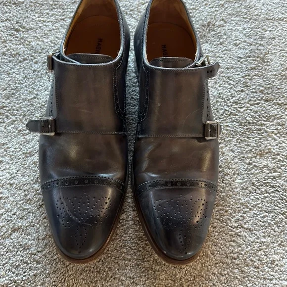 Magnanni monk shoes unique dark gray Magnanni - Jebor Gray Distressed Pebbled Leather Monk Shoe main image 2